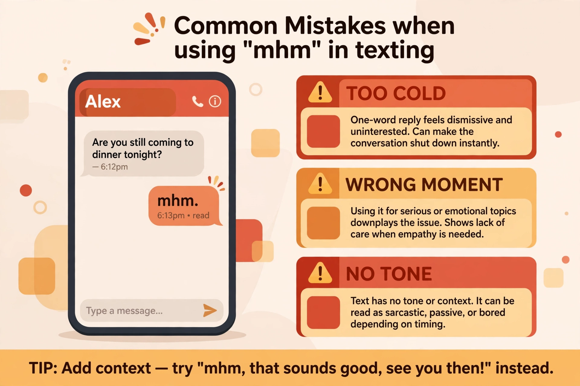 common mistakes using mhm in text