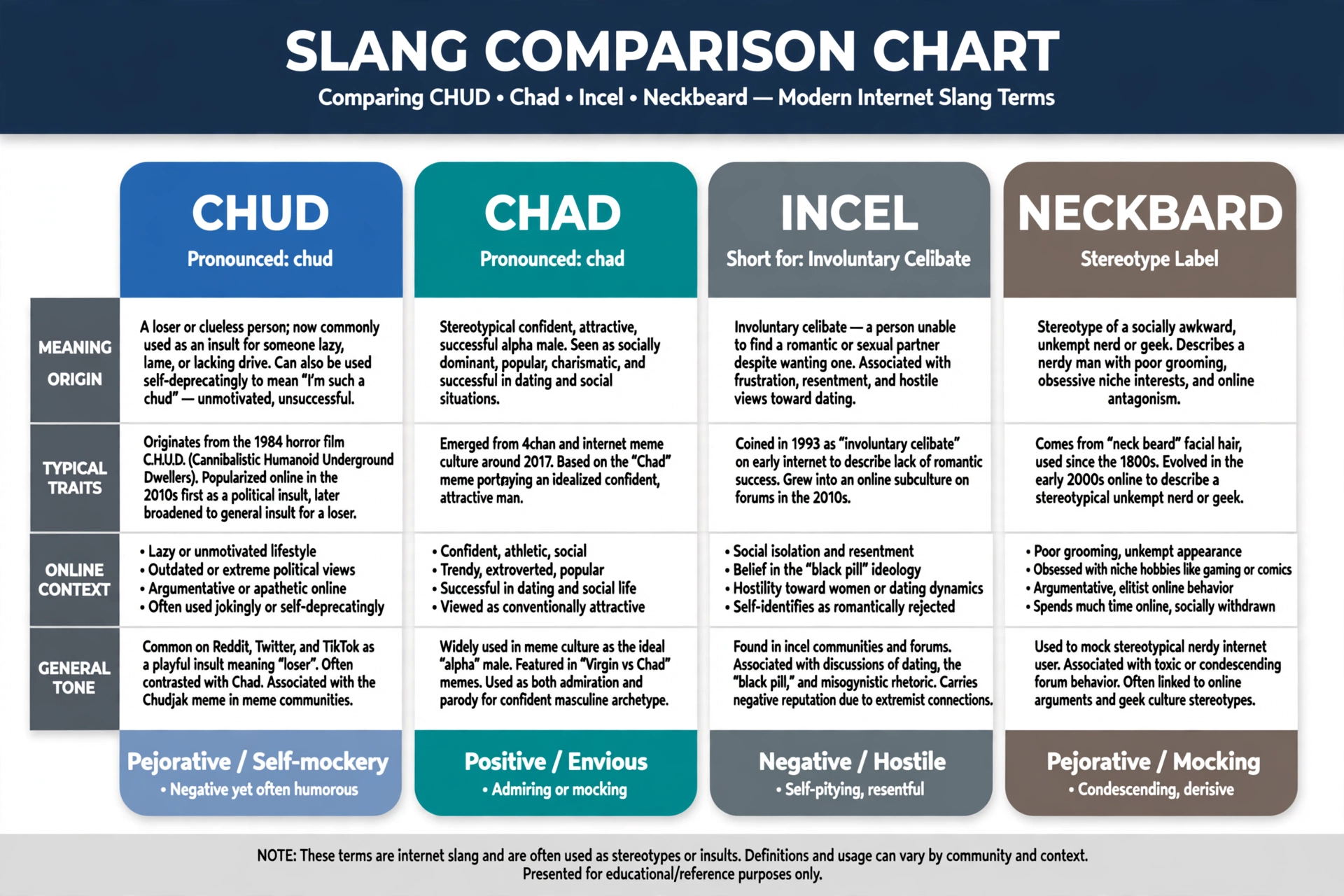 chud meaning slang vs similar terms comparison chart
