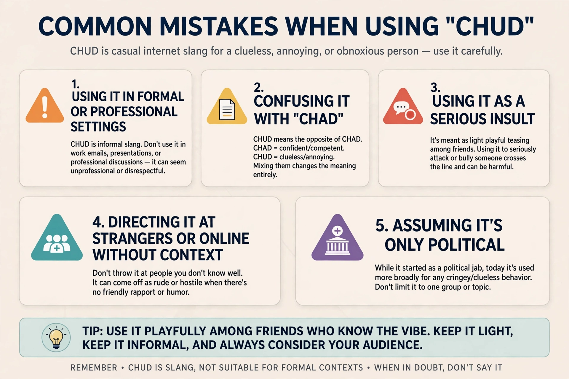 common mistakes when using chud meaning slang