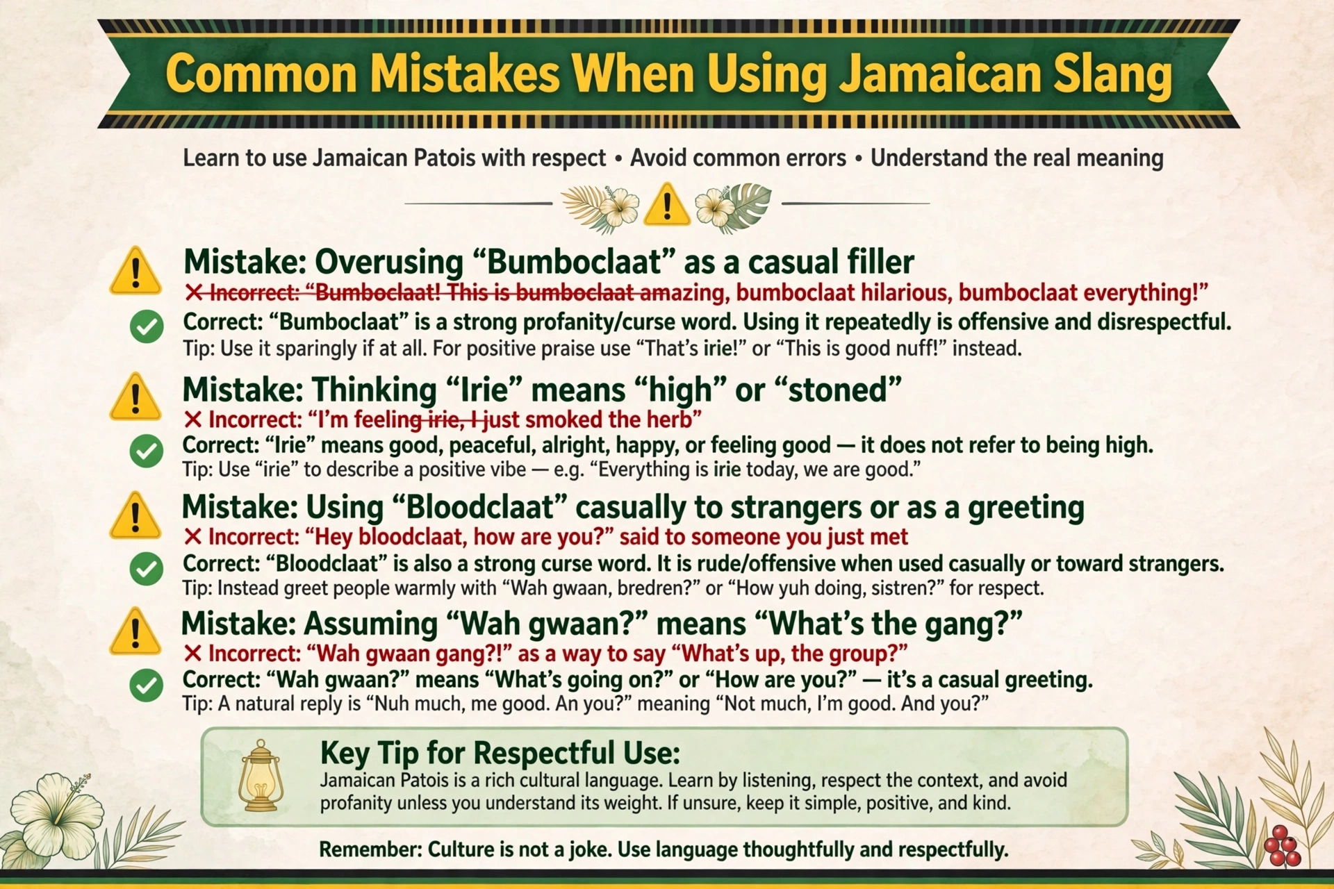 common mistakes when using jamaican slang