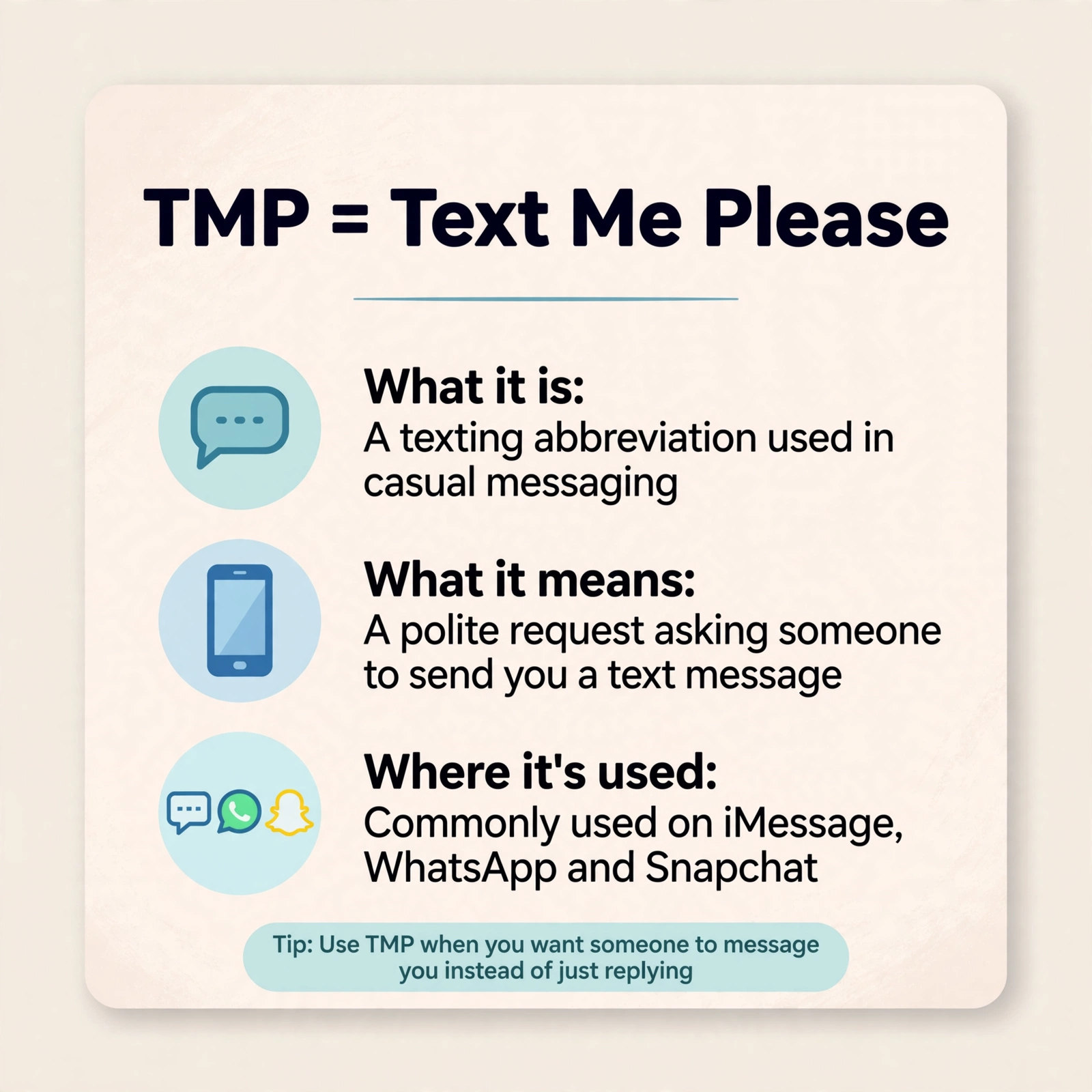 tmp meaning in text infographic — text me please definition