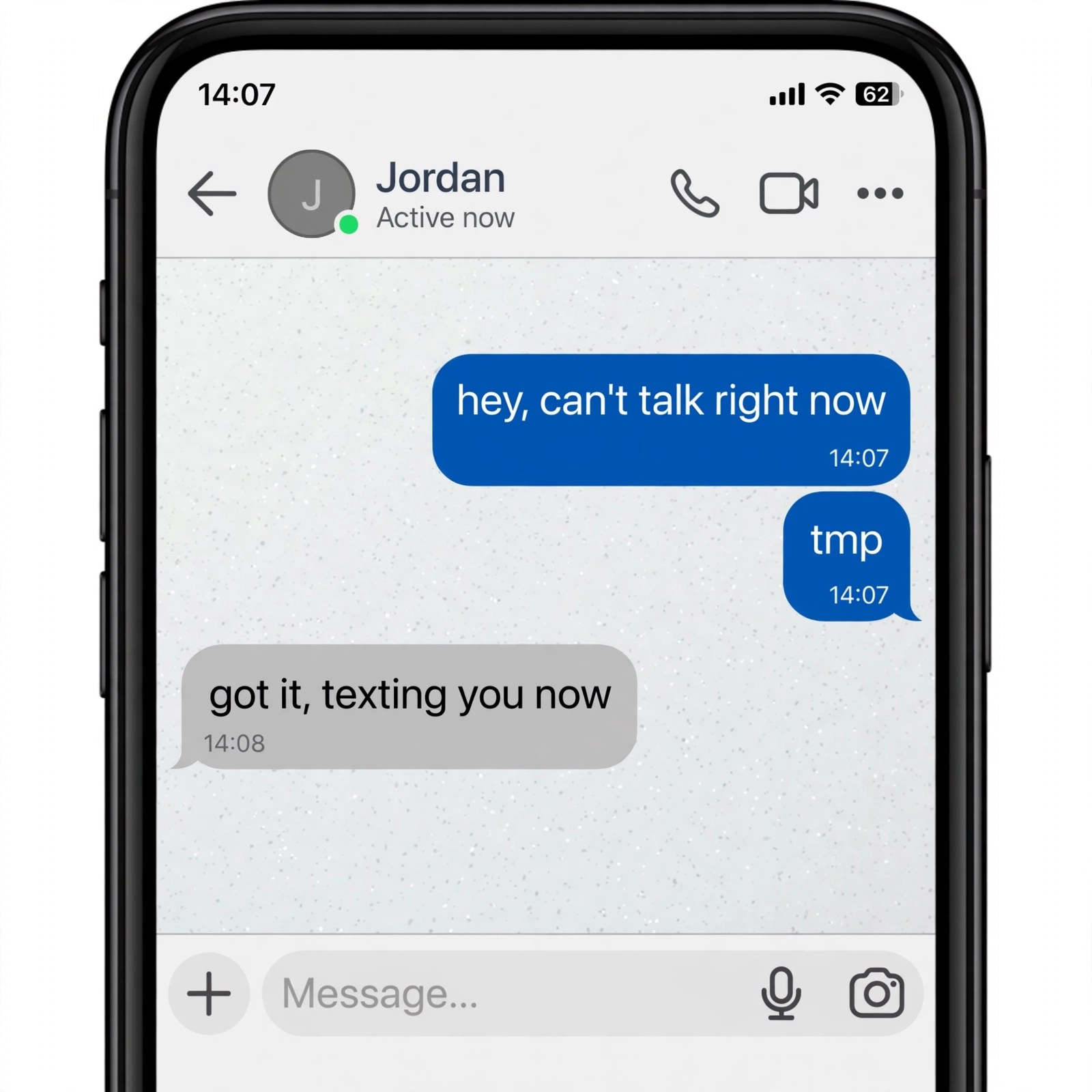 example chat using tmp meaning text me please