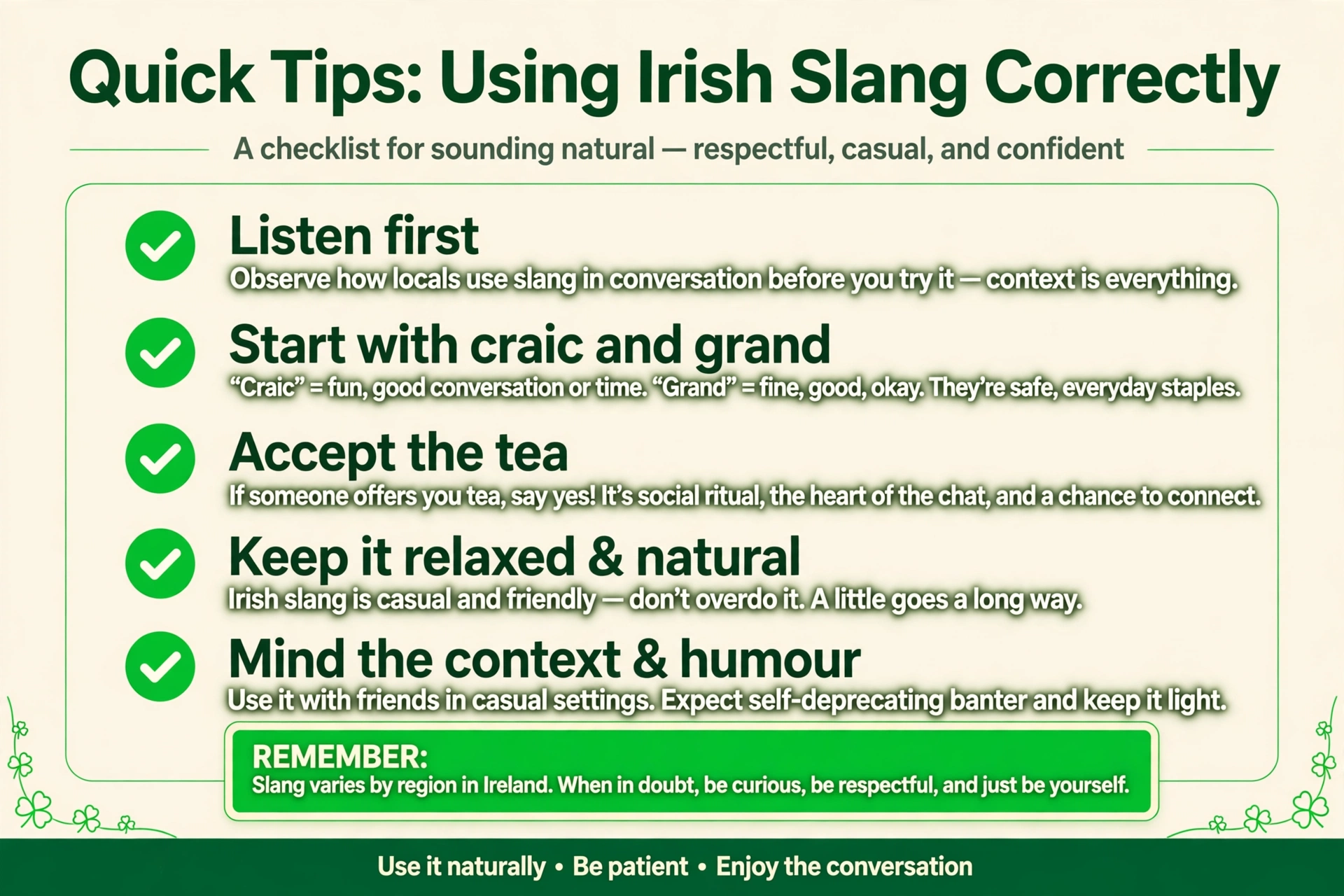 quick tips for using irish slang correctly