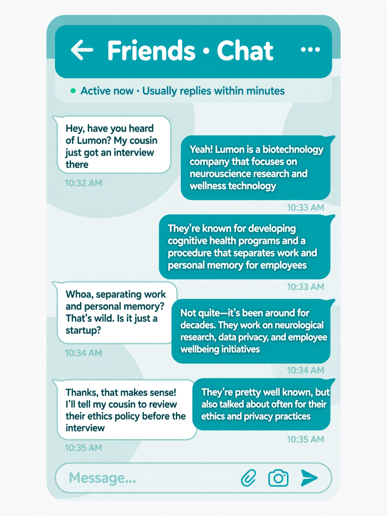 example chat using lumon definition and meaning