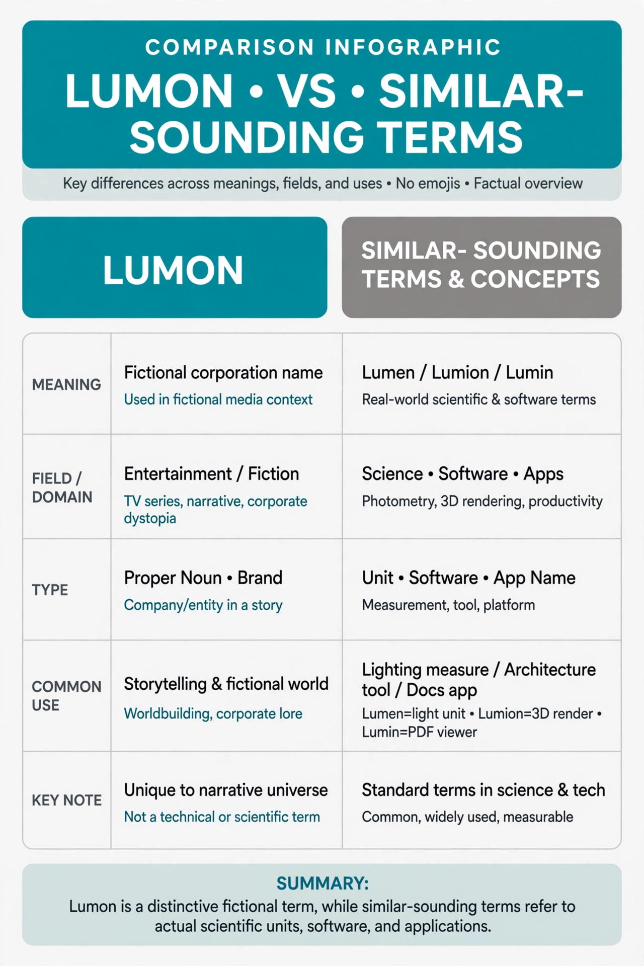 lumon definition and meaning comparison with similar terms
