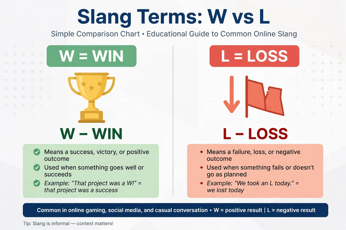 w meaning slang vs similar terms comparison chart