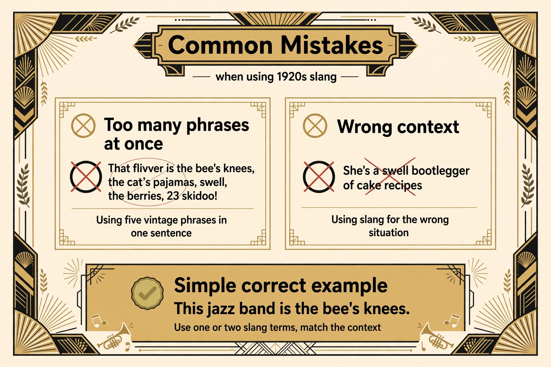 common mistakes using 1920s slang