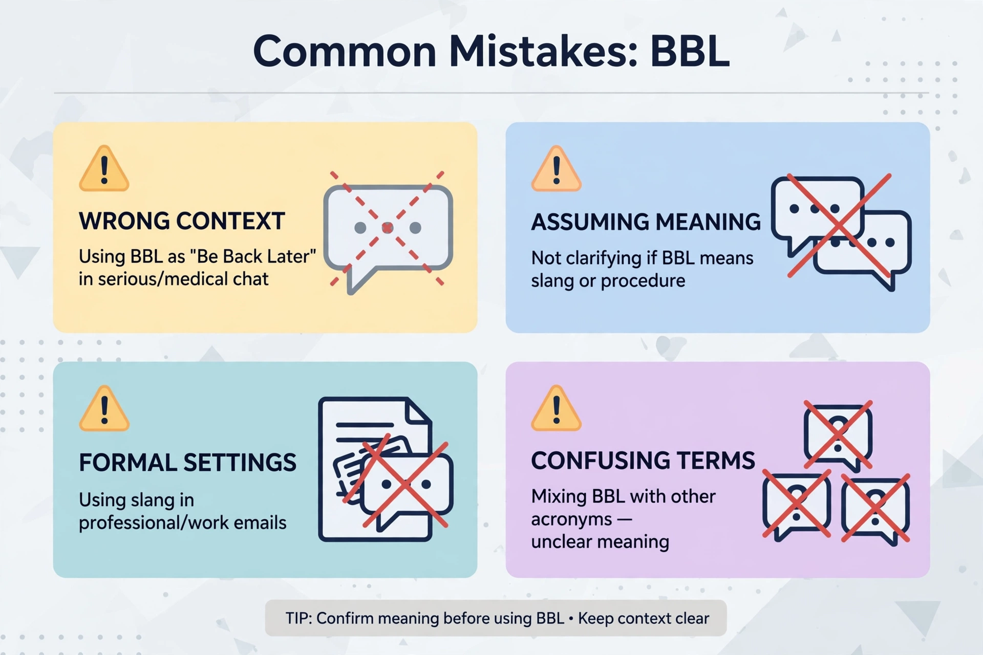 common mistakes when using bbl meaning slang