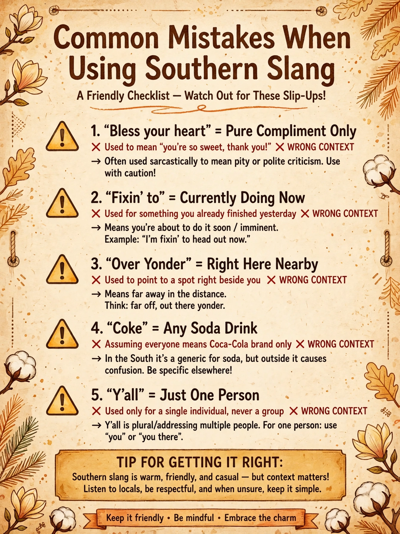 common mistakes when using southern slang