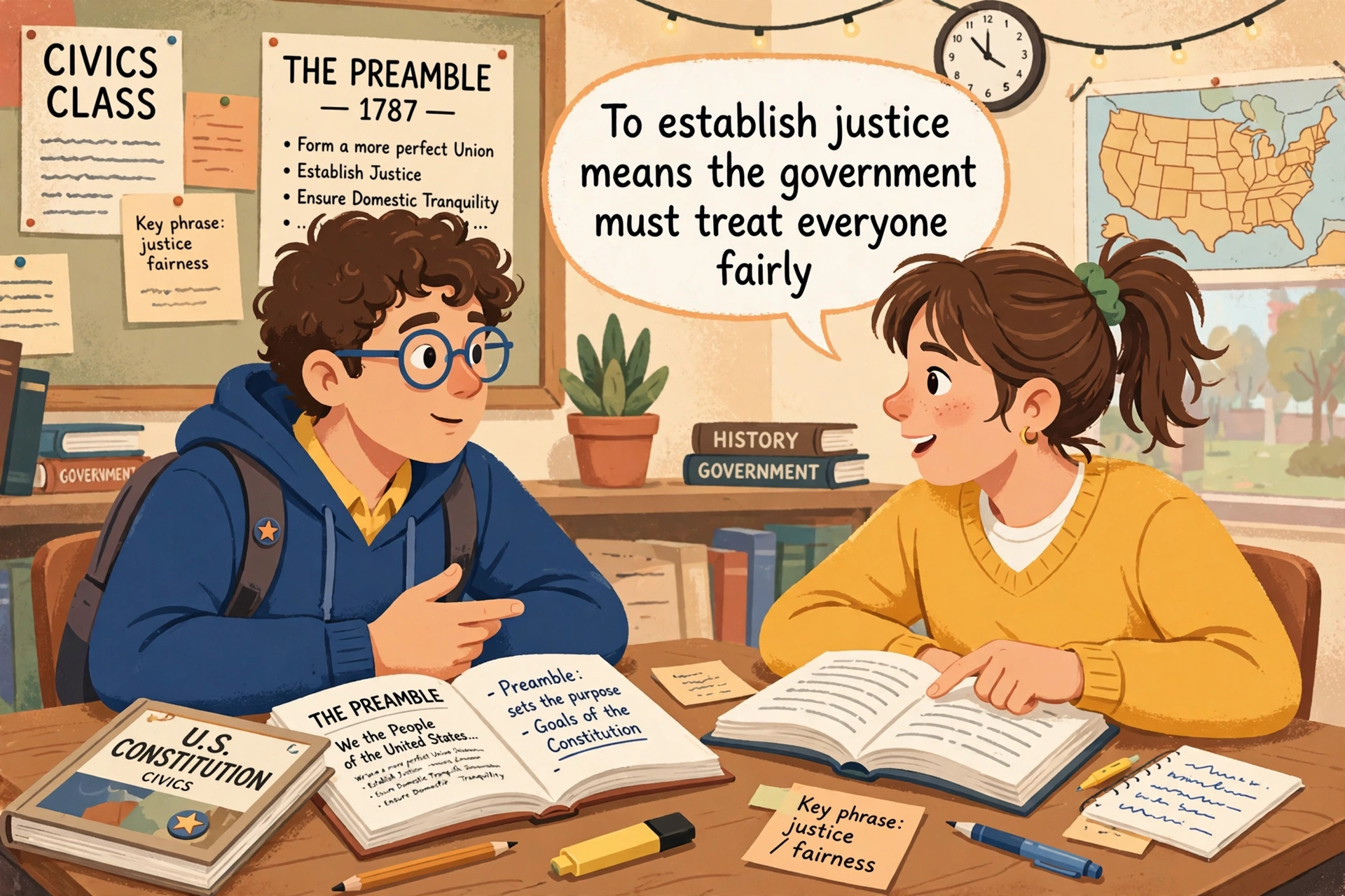 what does establish justice mean example in conversation