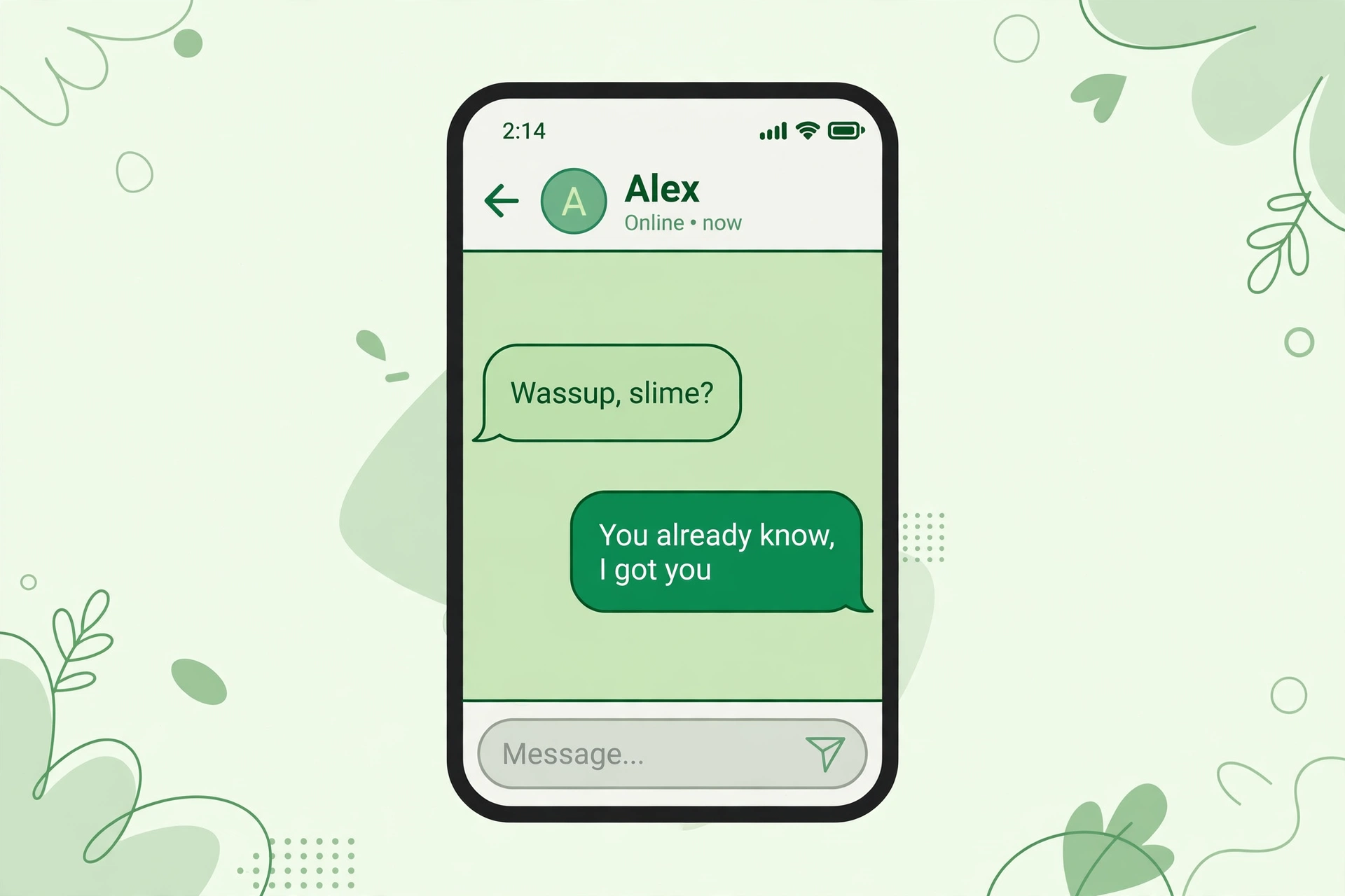 example chat using slime meaning slang