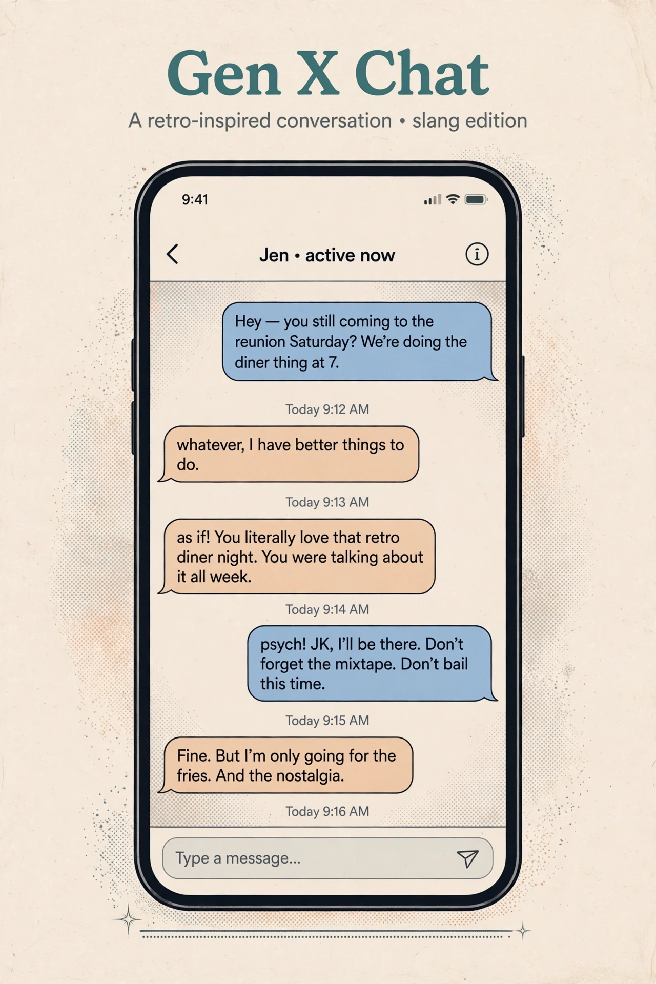 example chat using gen x slang