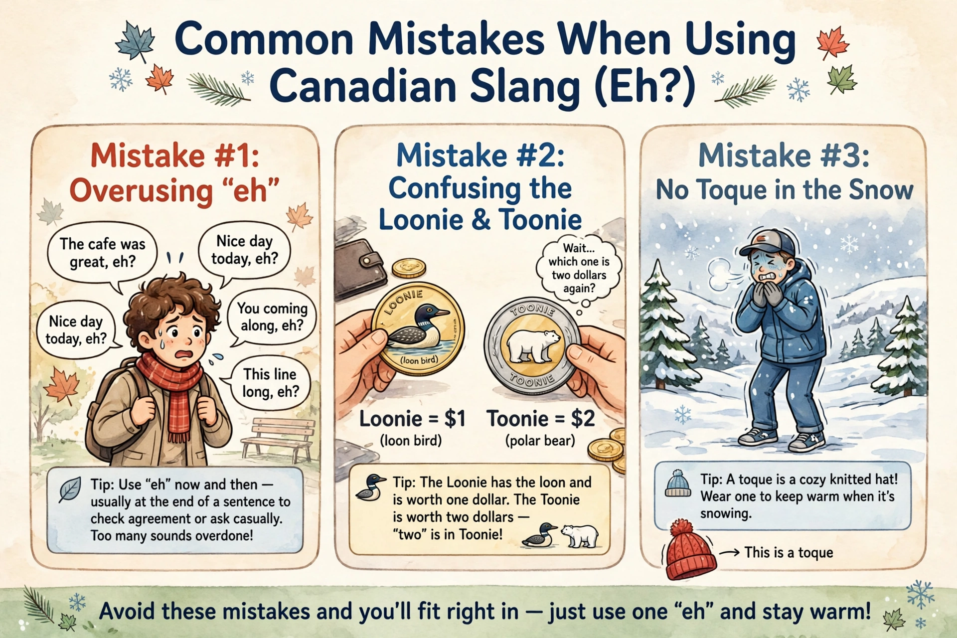 common mistakes when using canadian slang