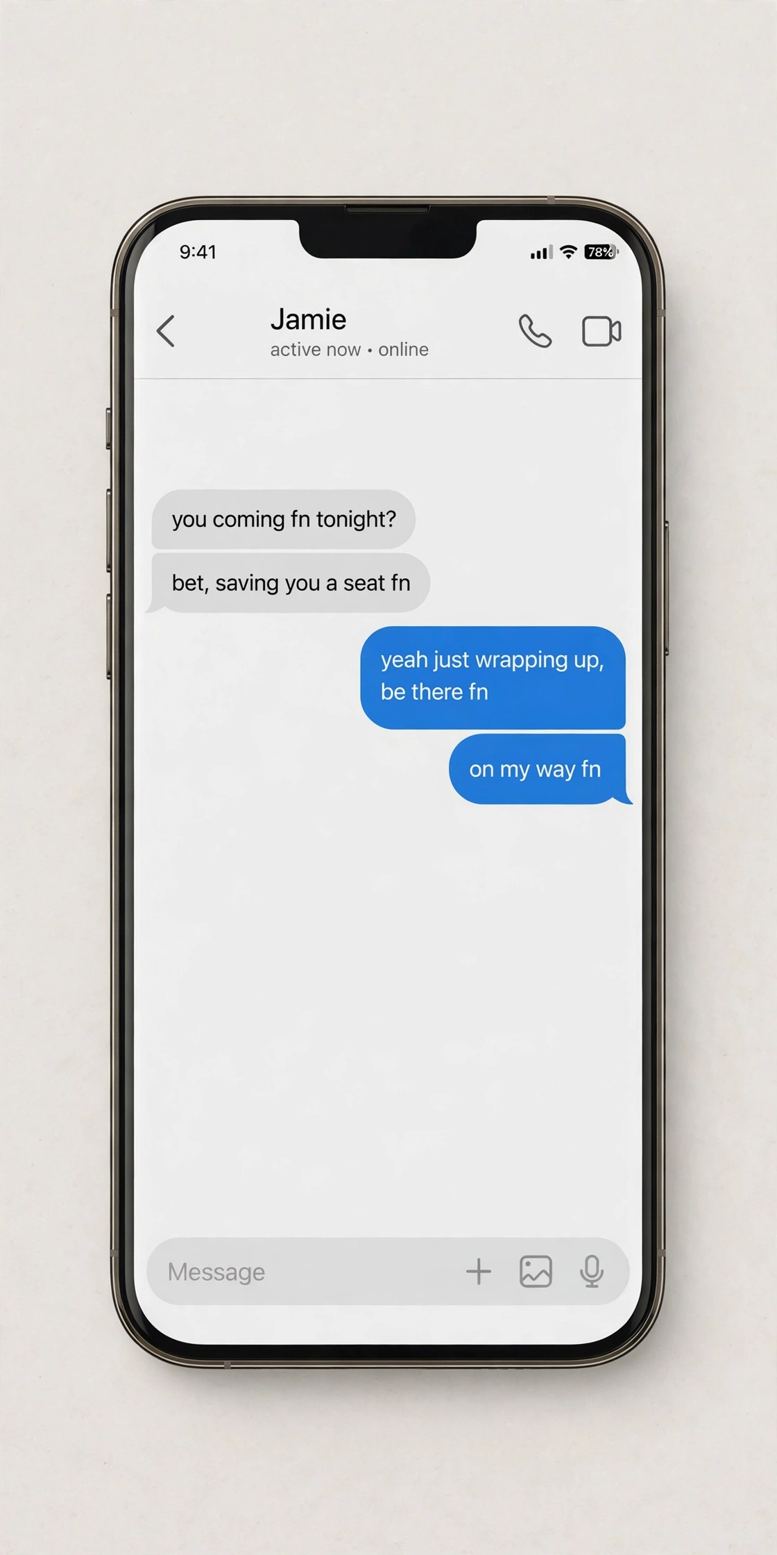 example chat using fn
