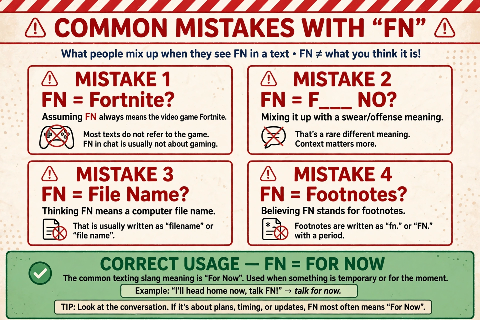 common mistakes using fn