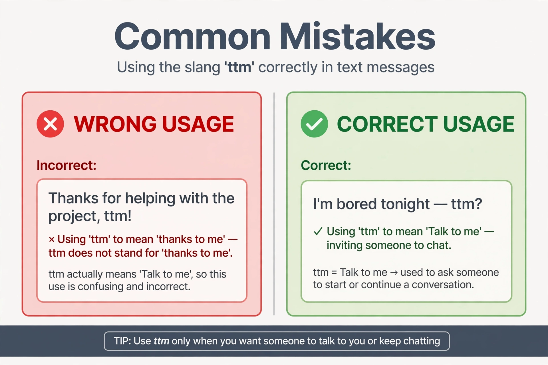 common mistakes when using ttm in text