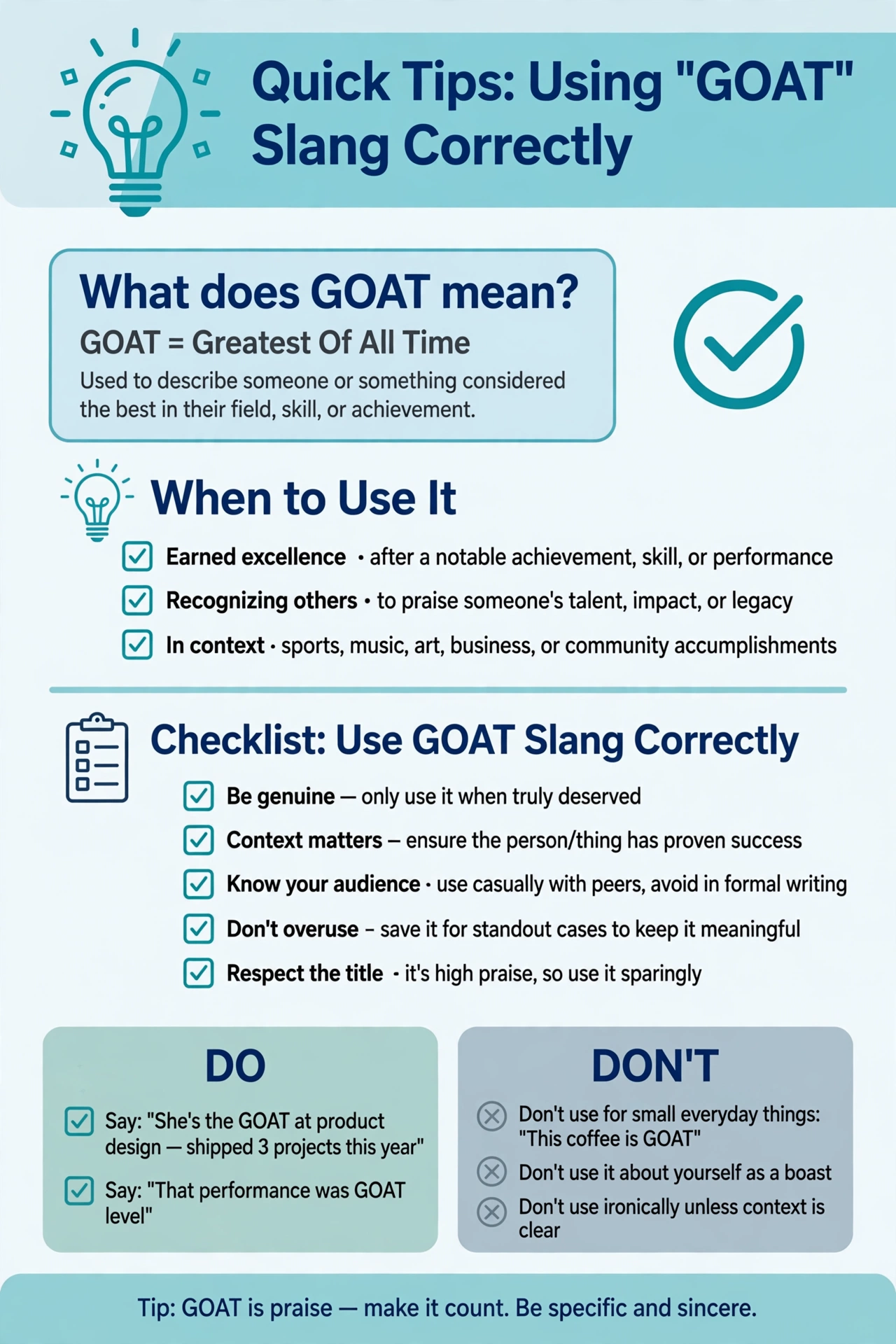 quick tips for using goat meaning slang correctly