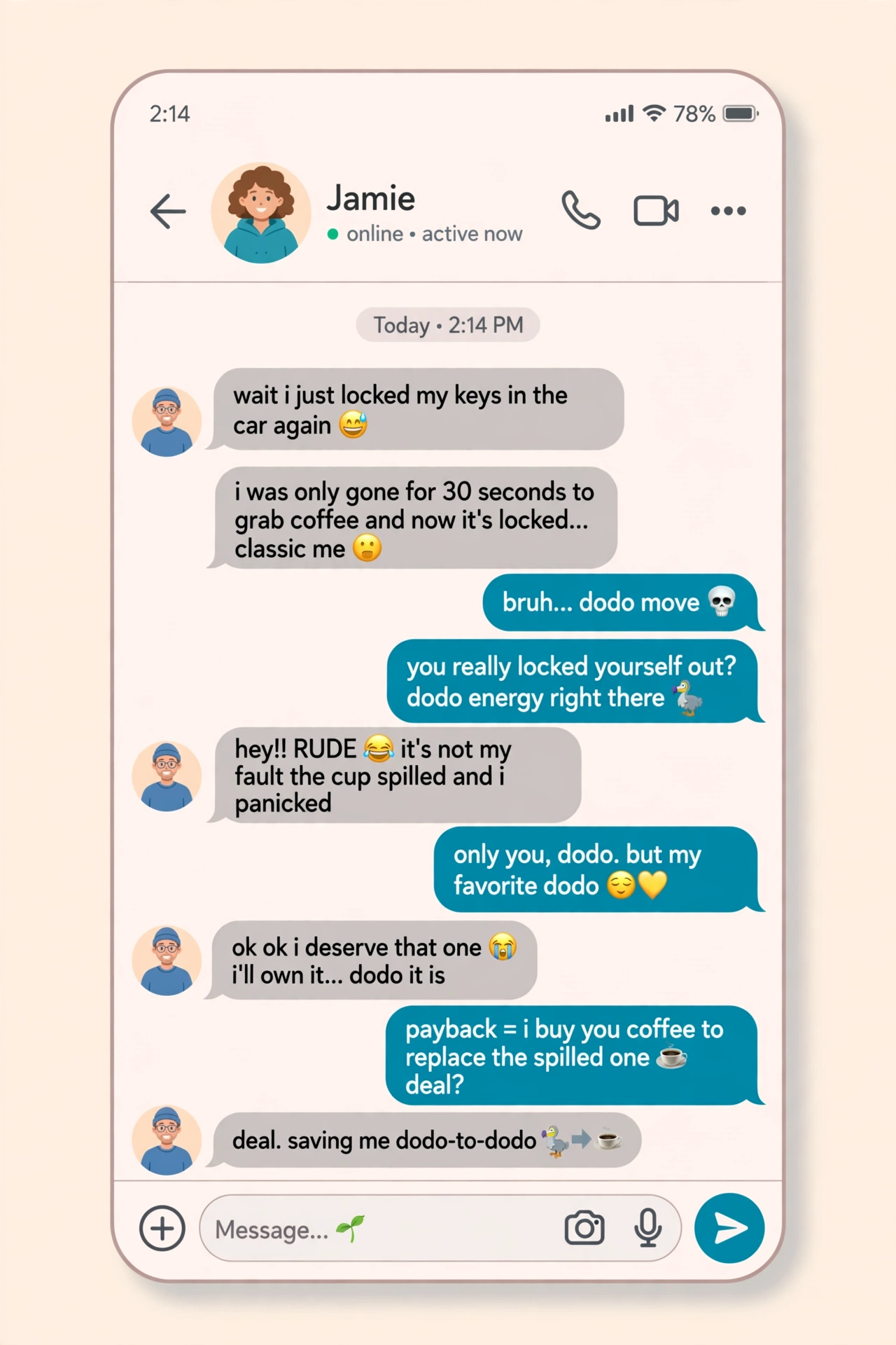 example chat using dodo meaning slang