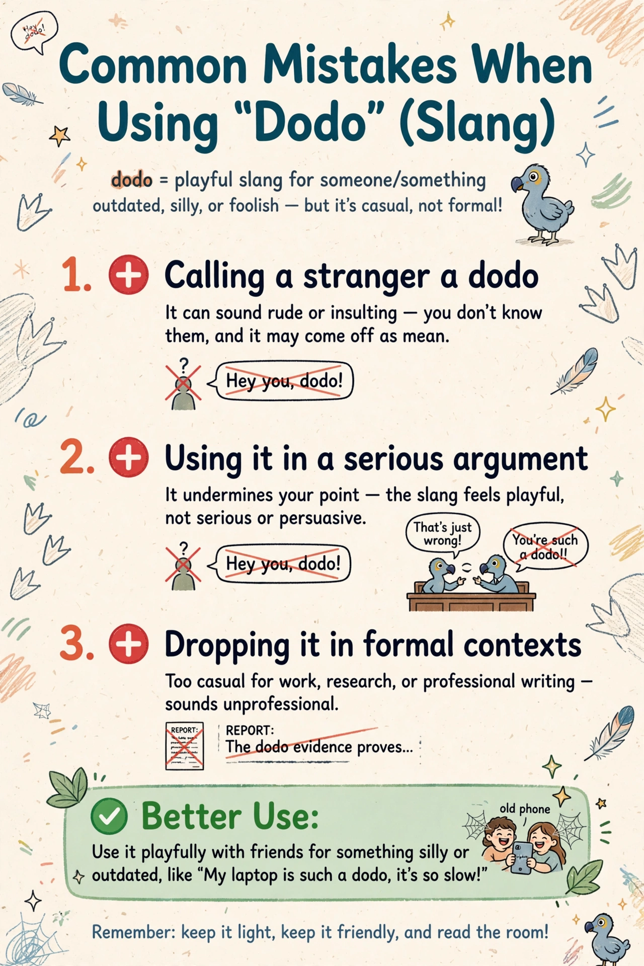 common mistakes when using dodo meaning slang