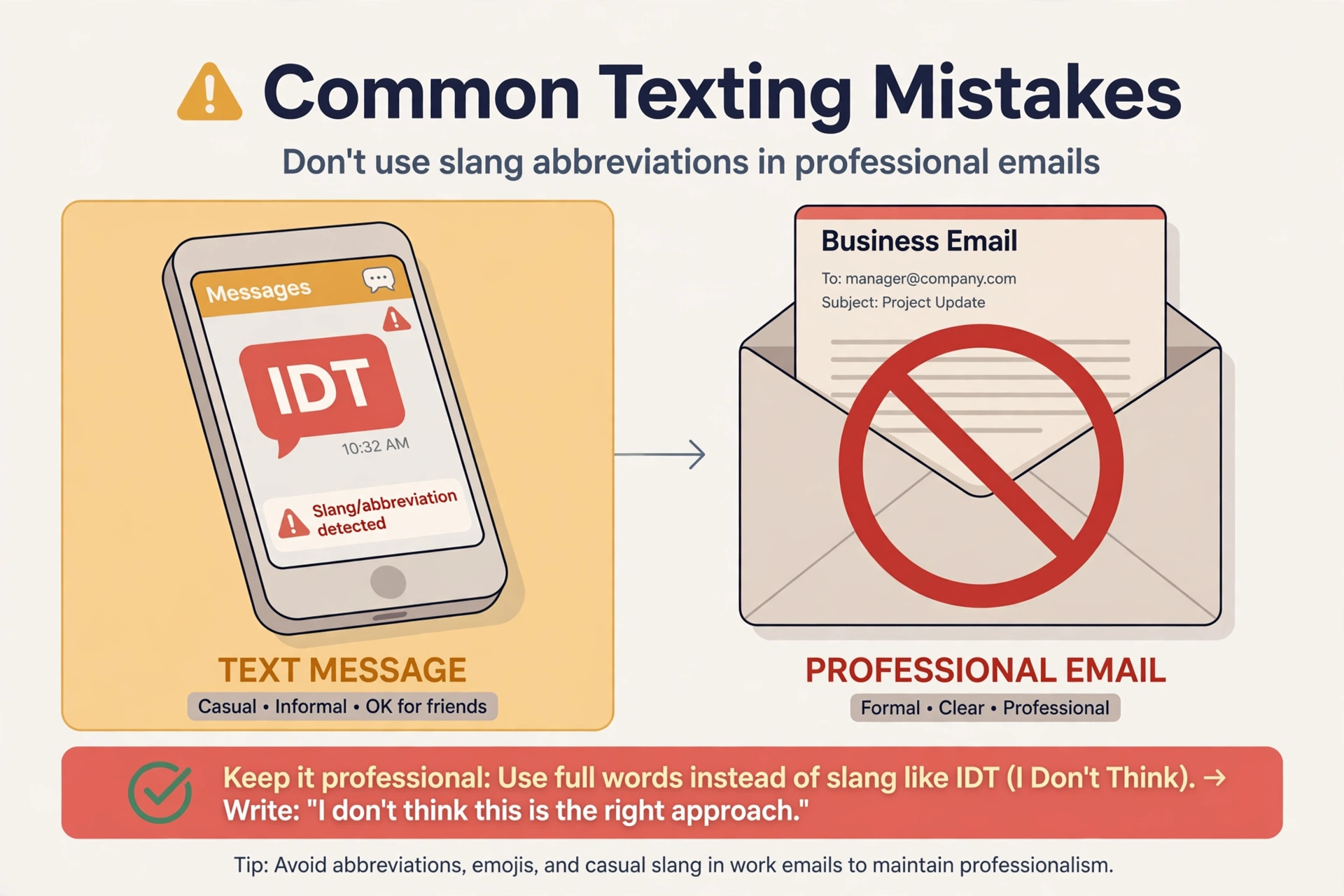 common mistakes when using idt in text