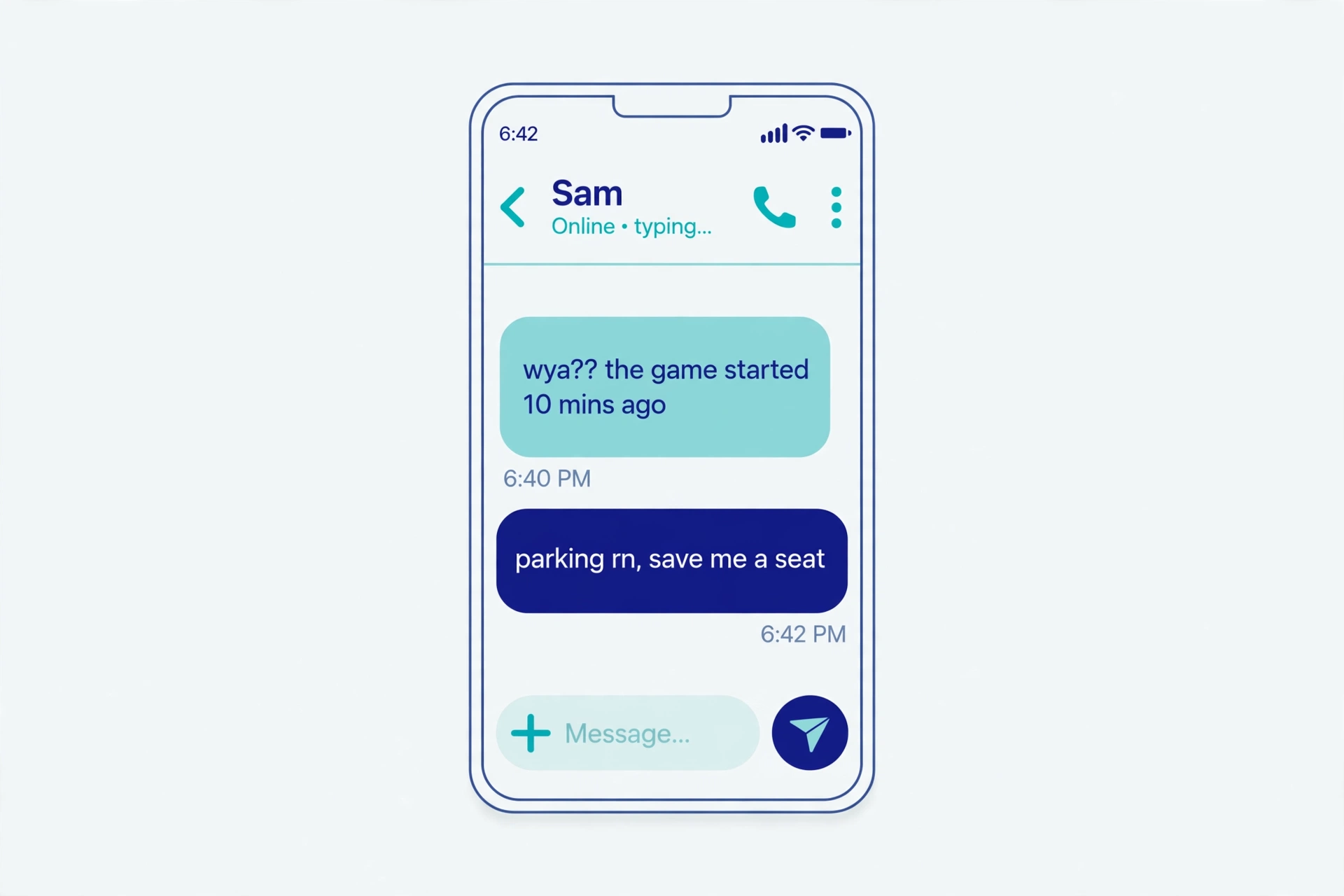 example chat conversation using WYA