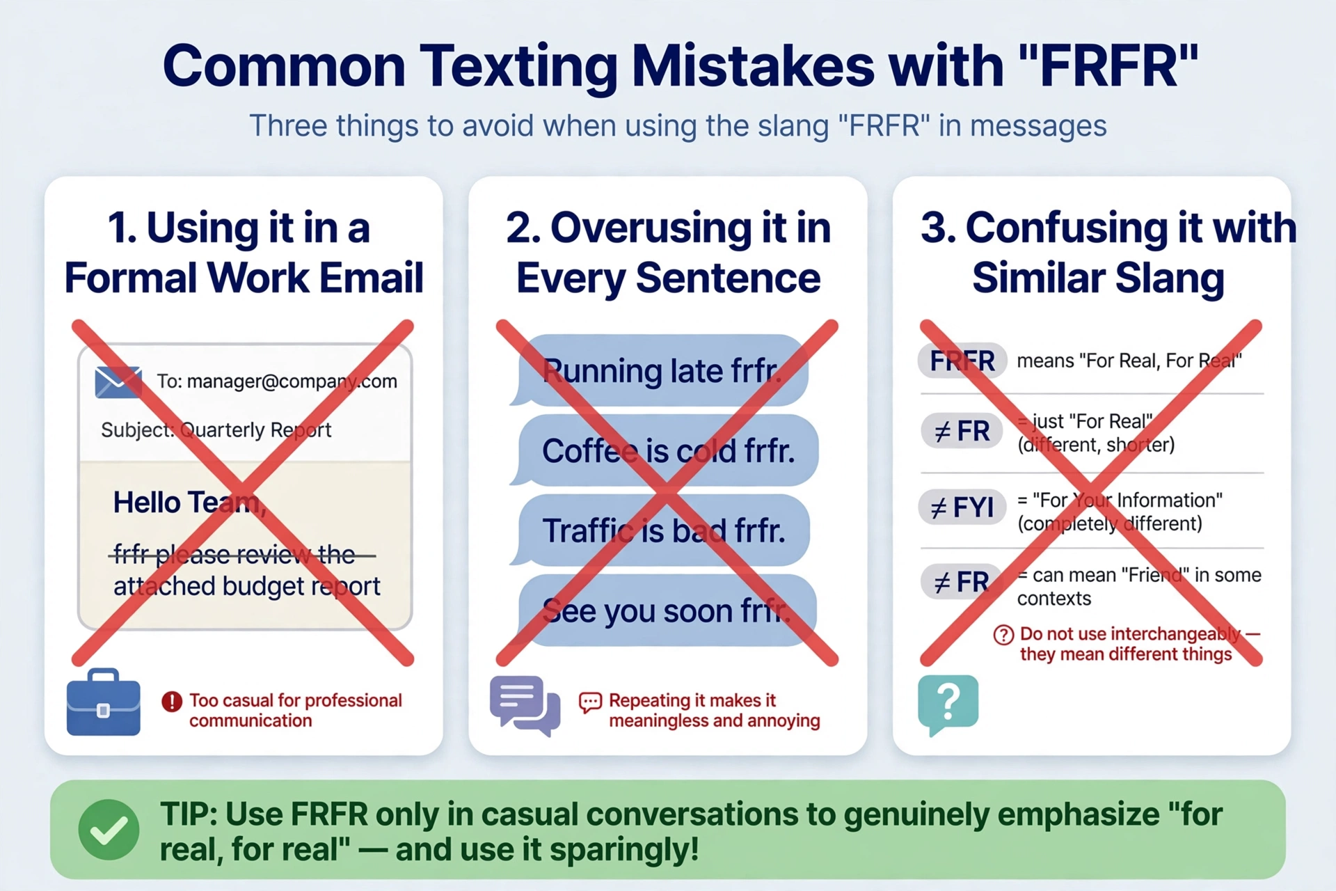 Common mistakes to avoid when using frfr in texts