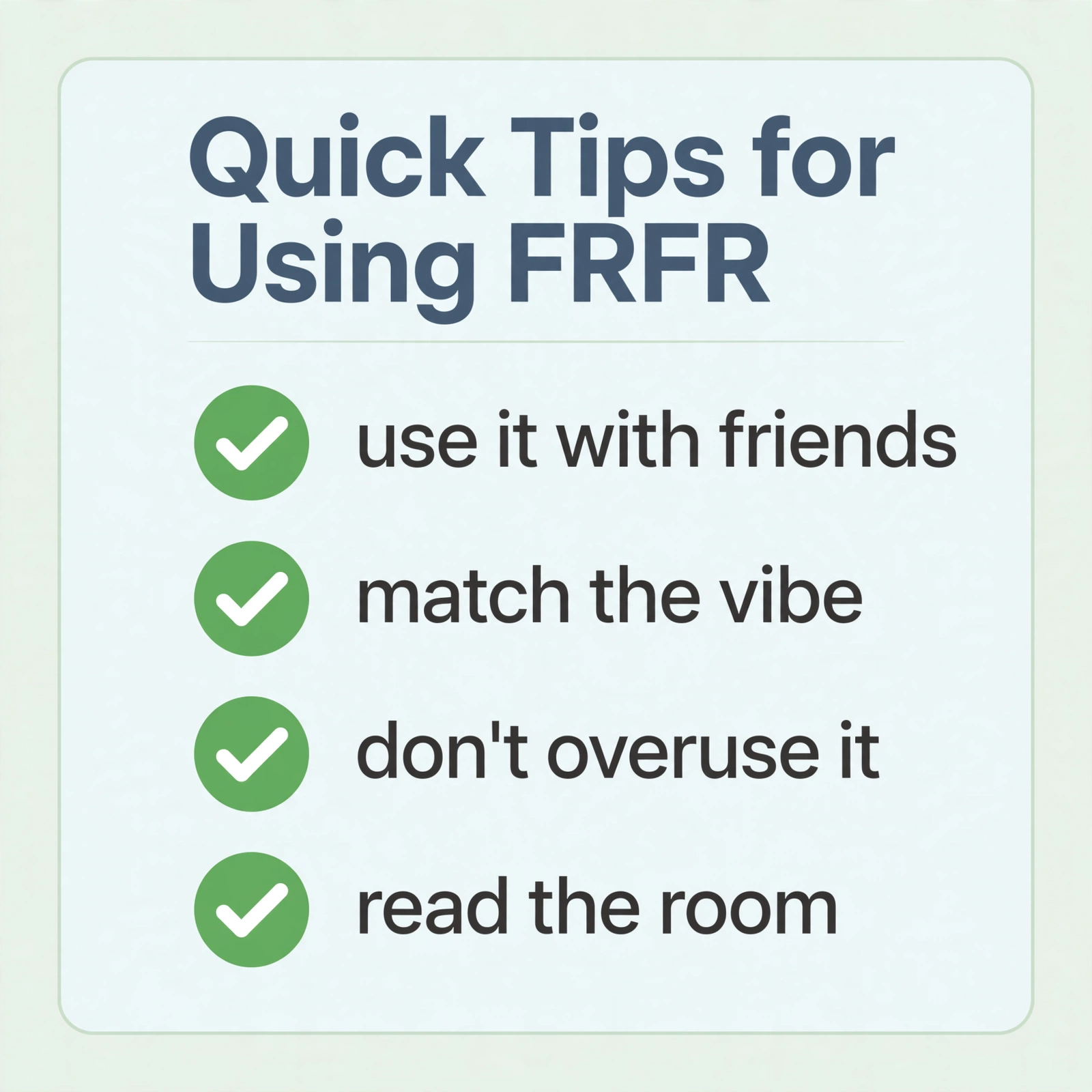 Quick tips for using frfr correctly in texting
