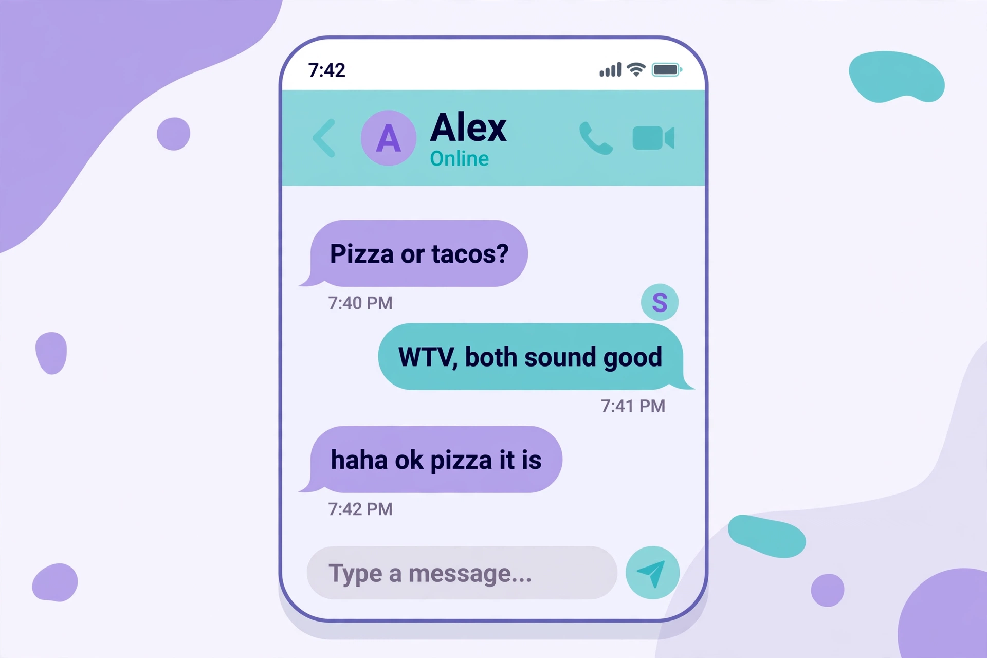example chat conversation using wtv