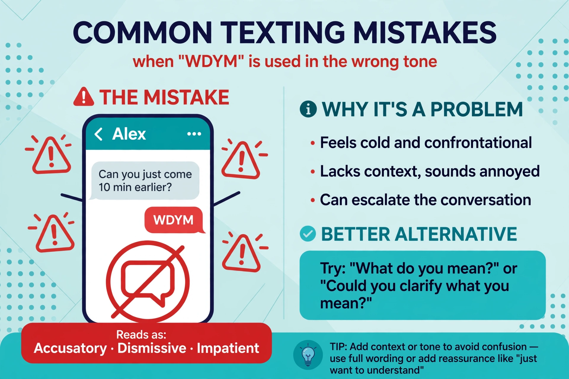 common mistakes when using wdym in text
