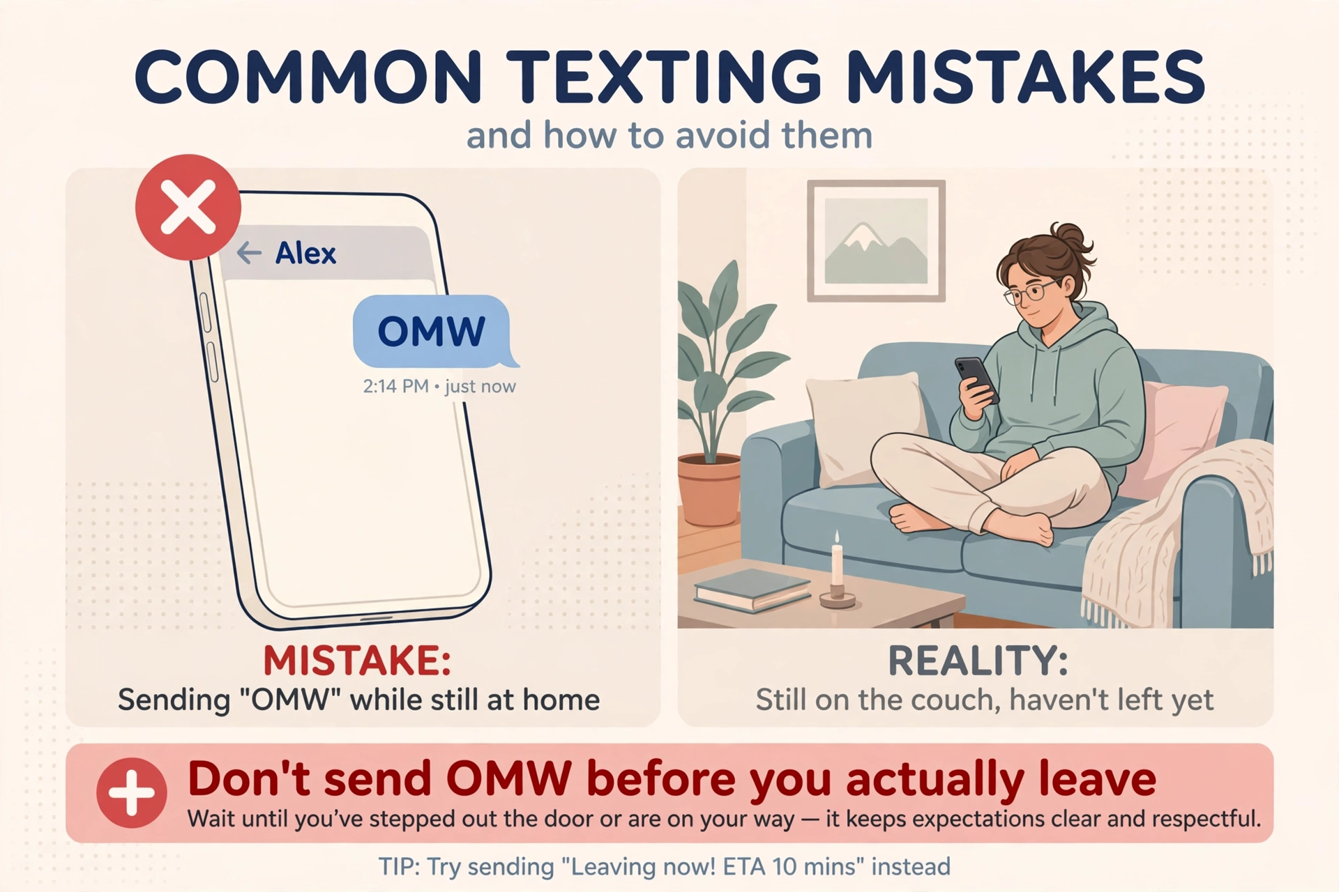 common mistakes when using omw in text
