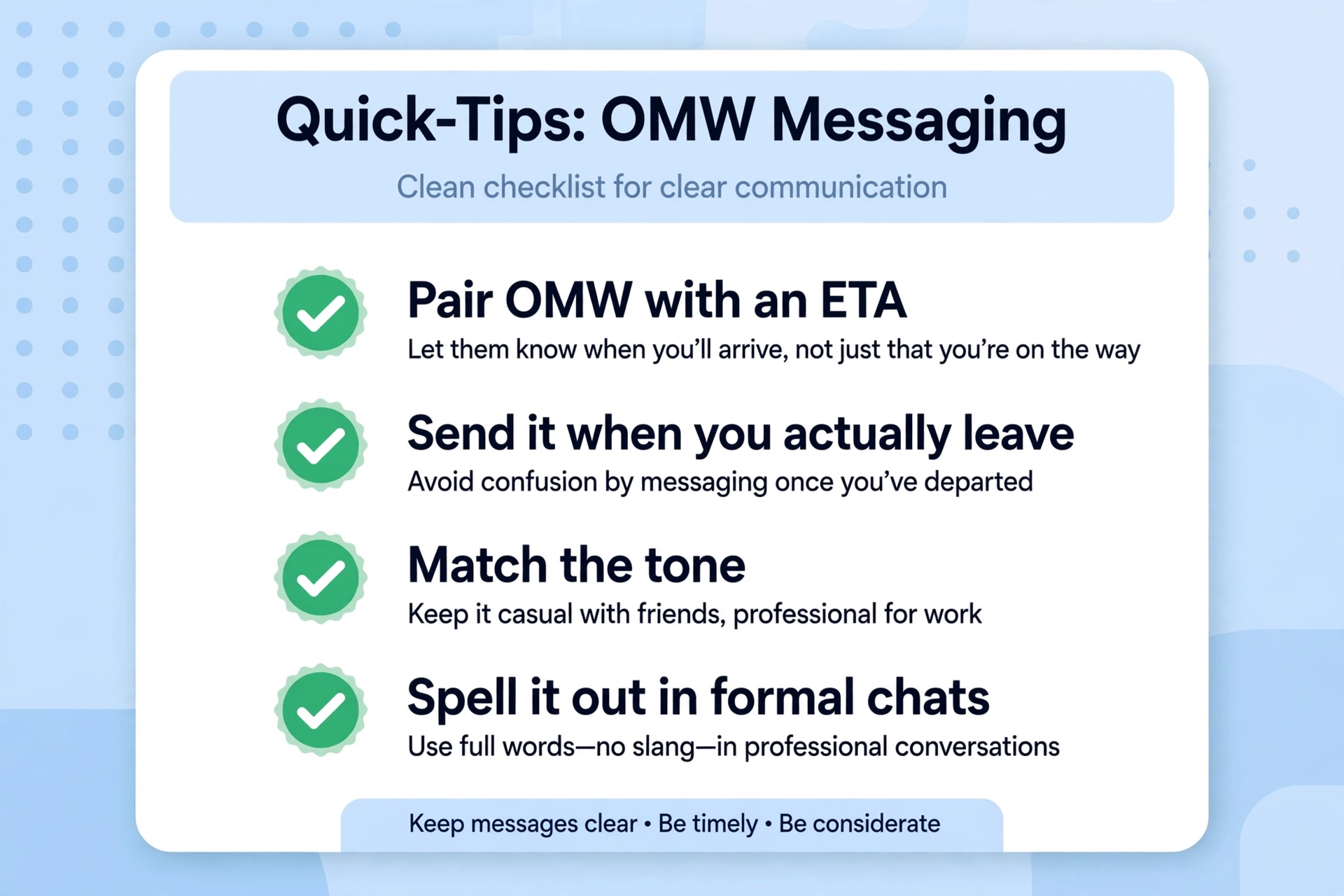 quick tips for using omw correctly