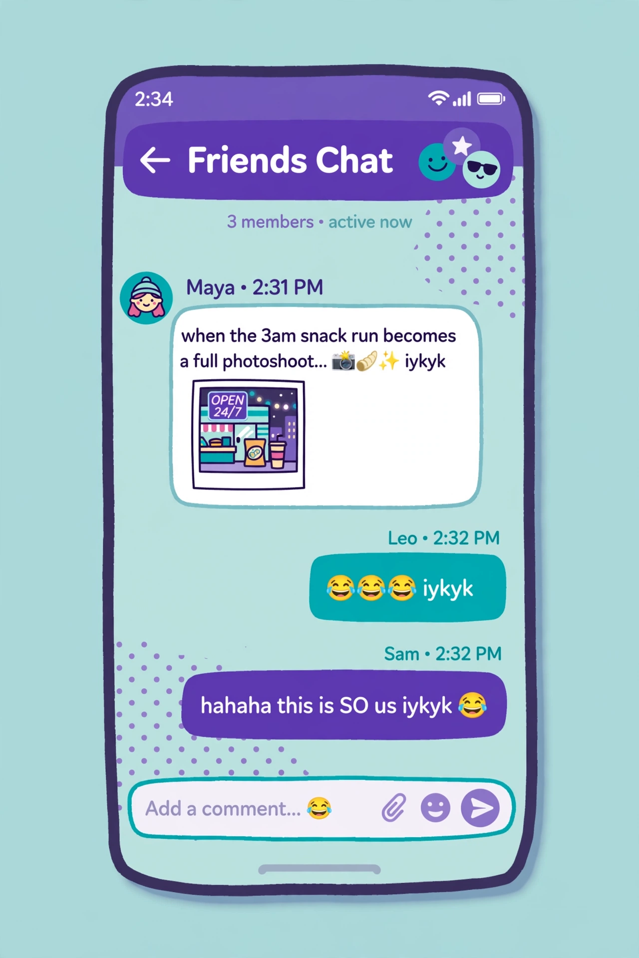 Example chat using IYKYK