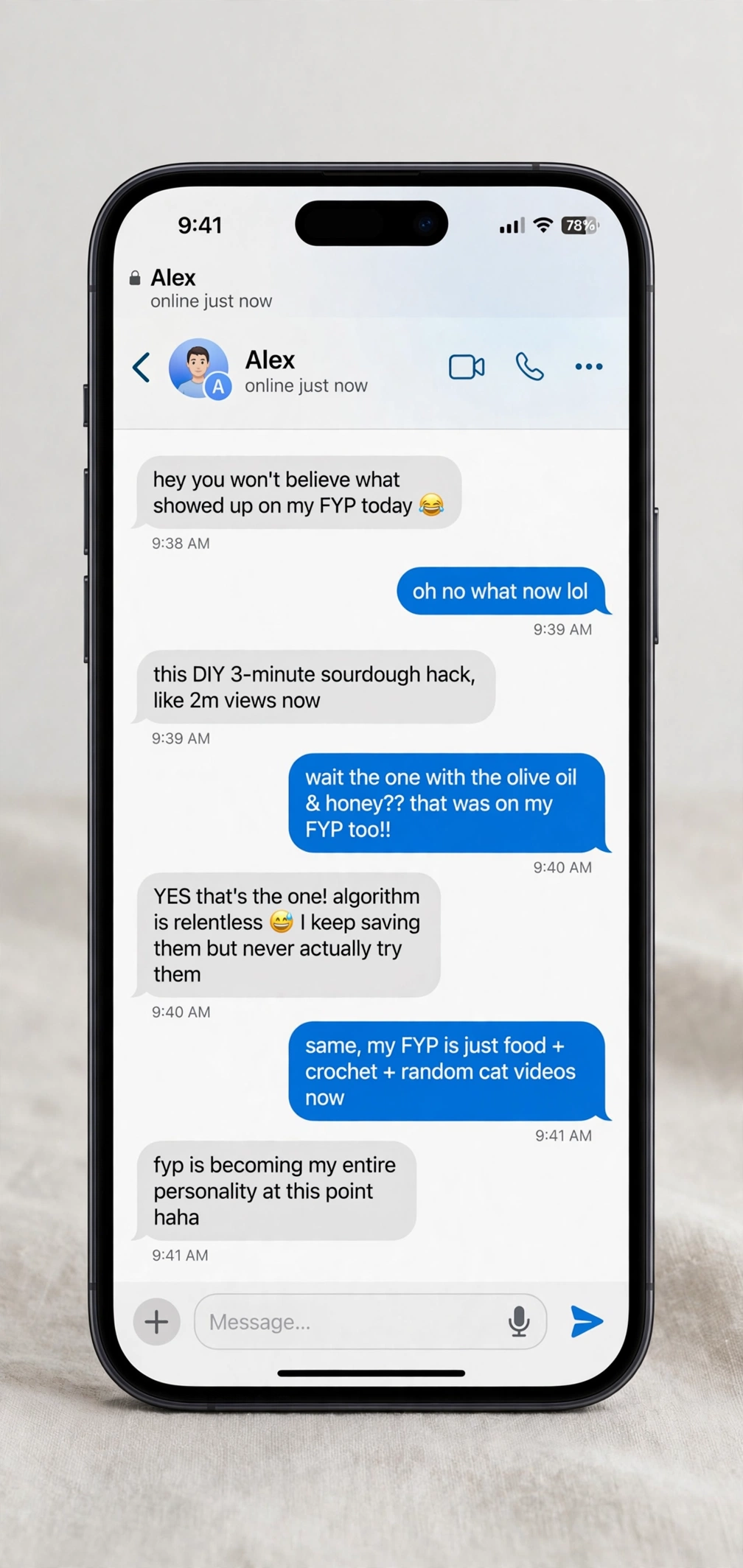 example chat conversation using fyp