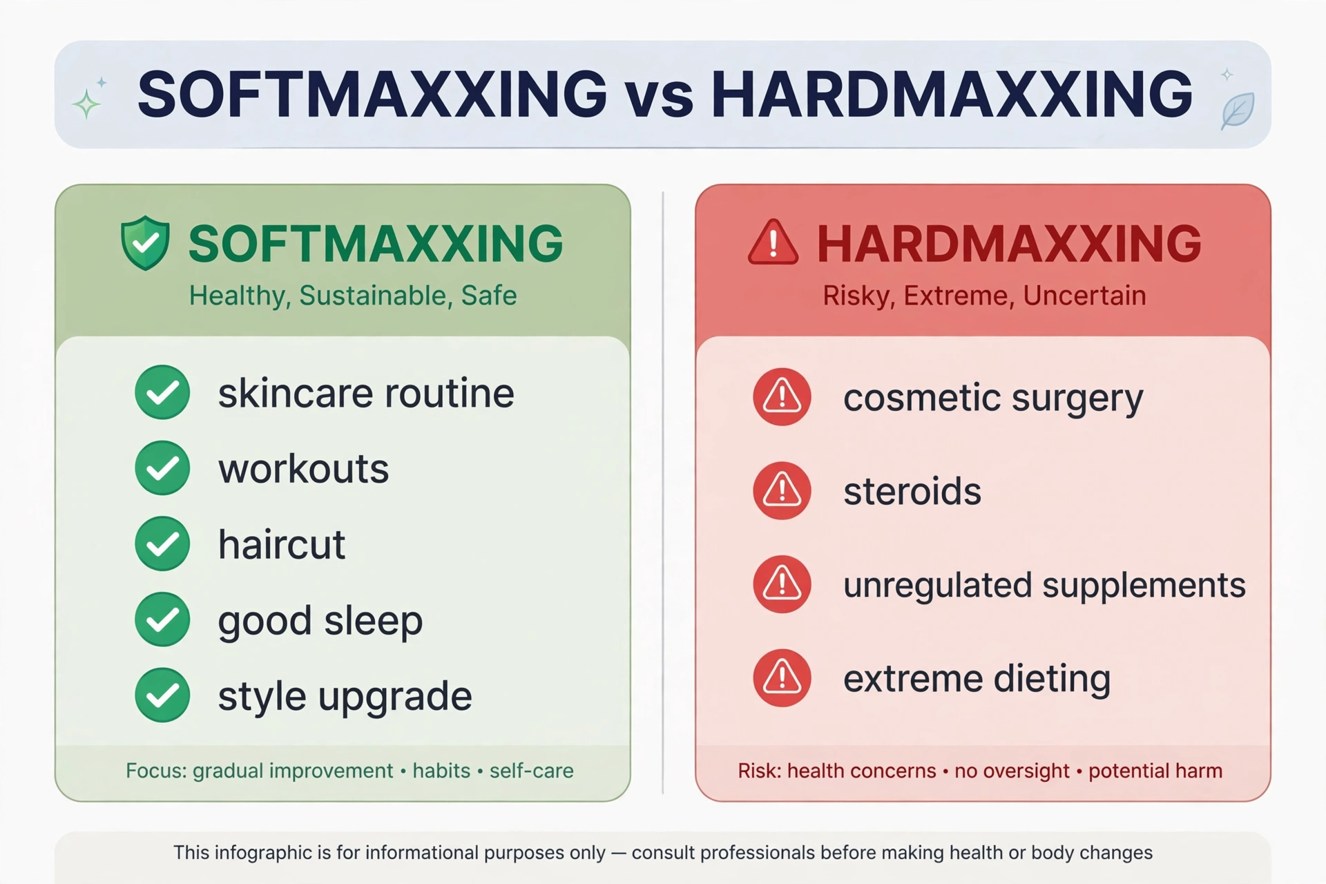looksmaxxing vs softmaxxing vs hardmaxxing comparison