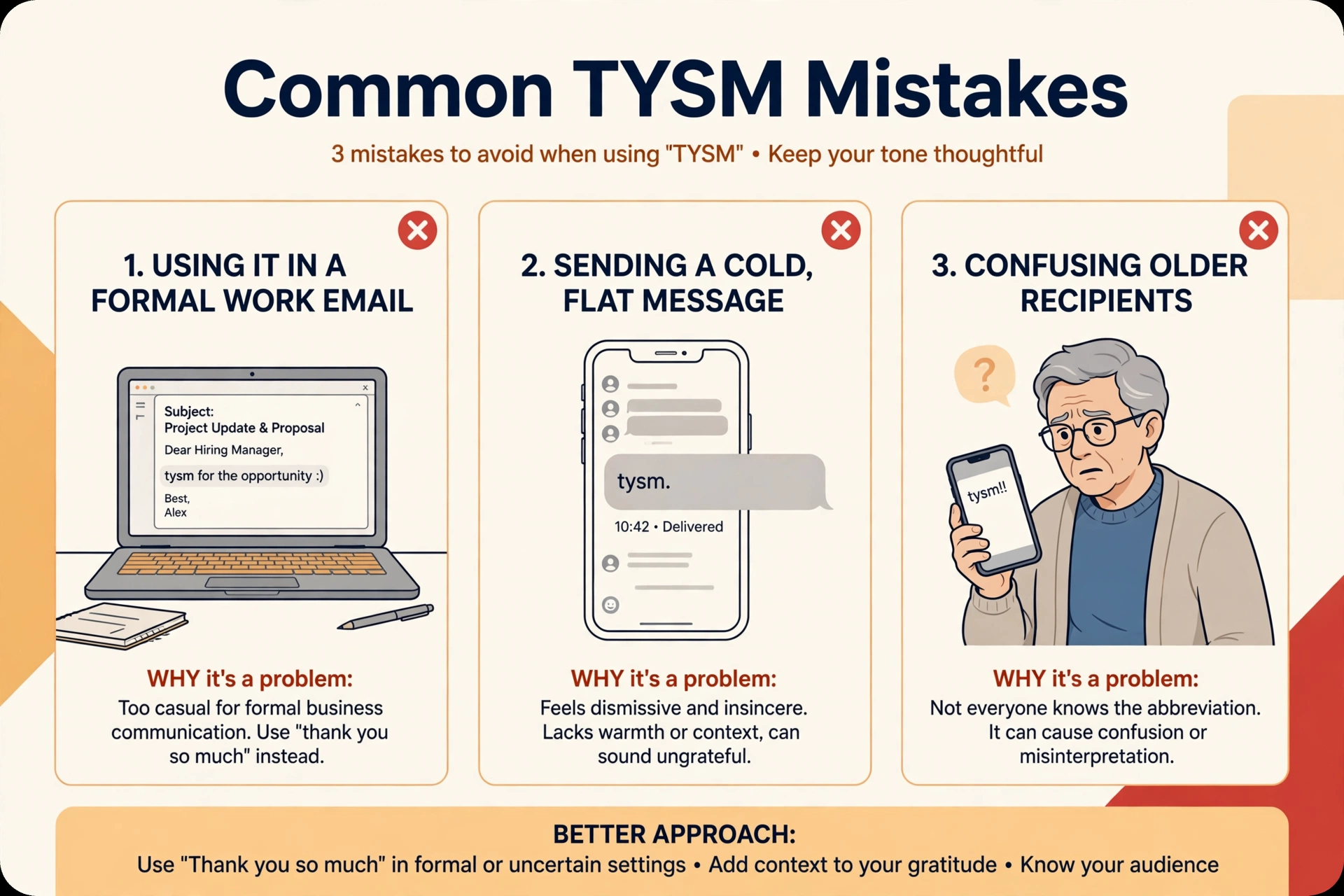 tysm common mistakes