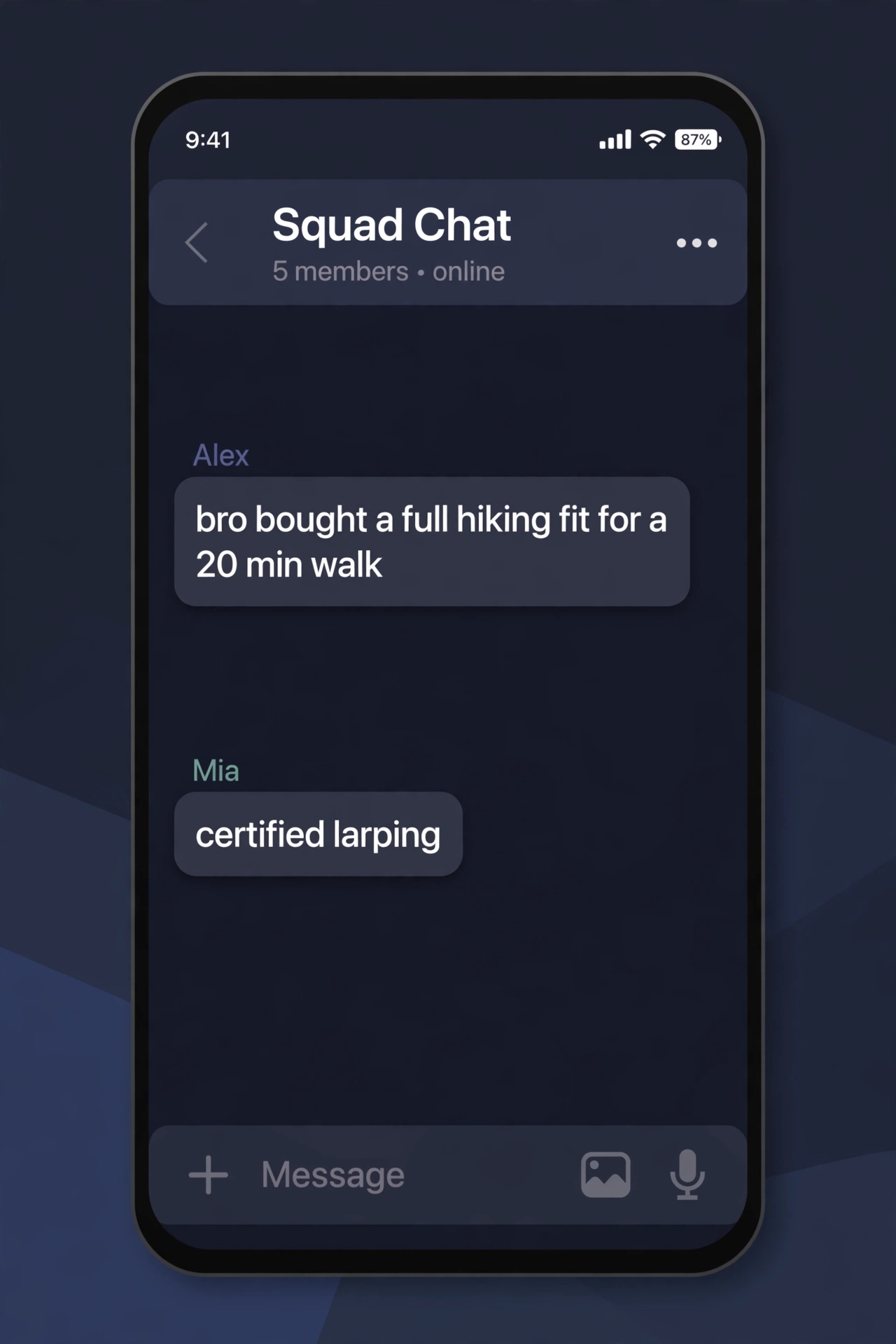 example chat using larping slang