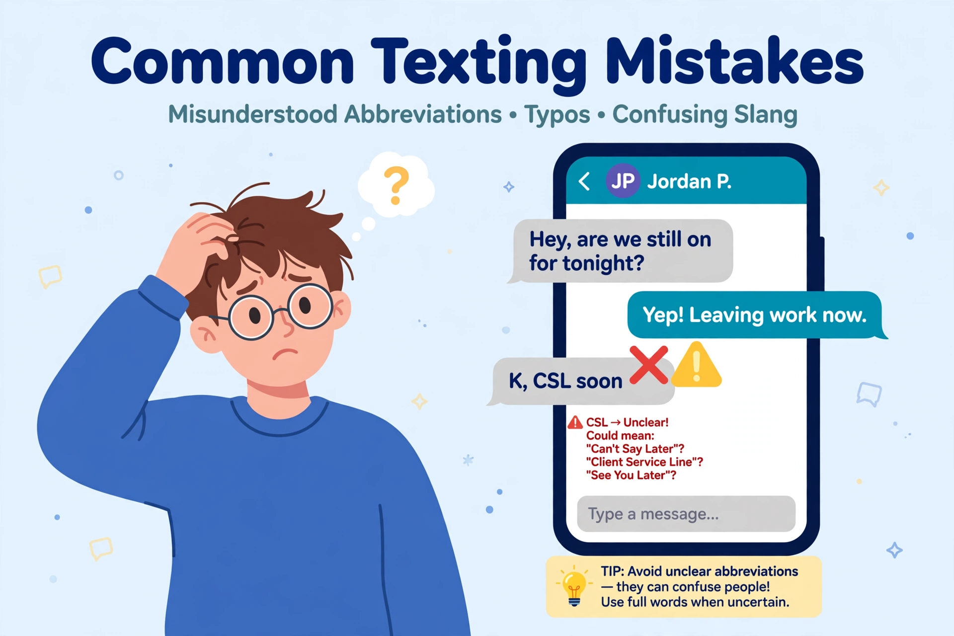 common mistakes using csl in texting