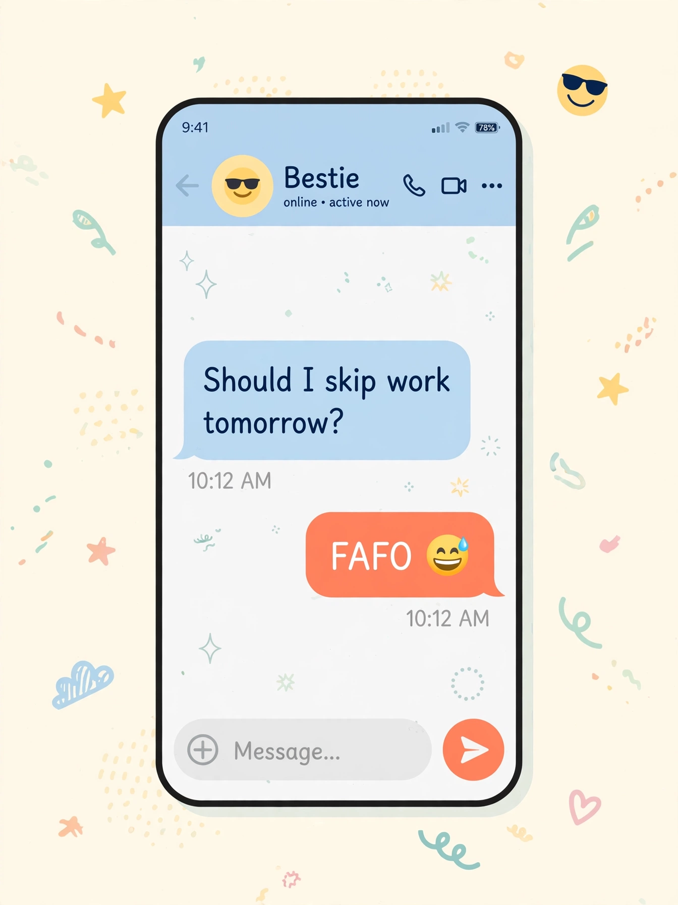 example chat using FAFO slang