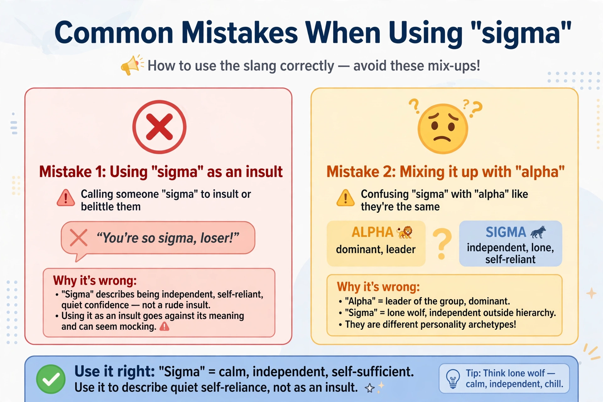 common mistakes using sigma slang