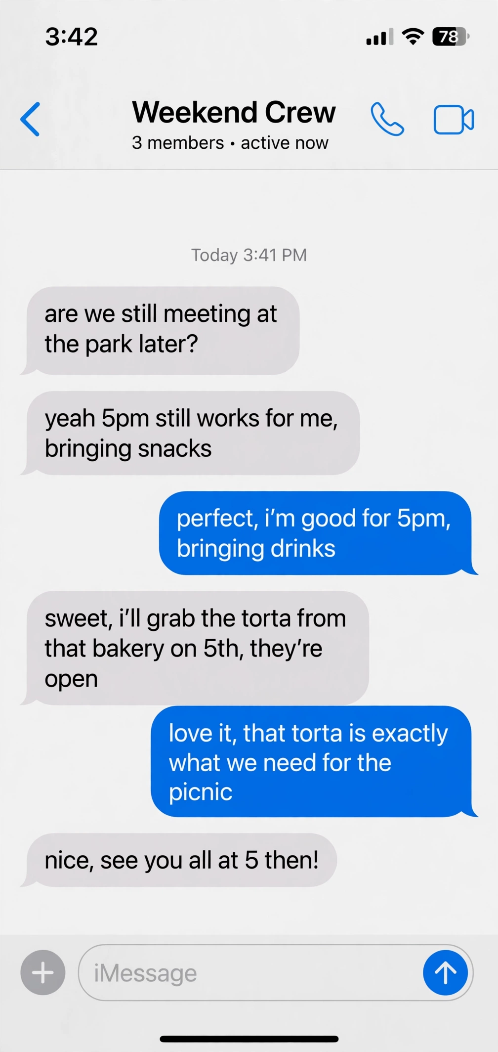 example chat conversation using torta