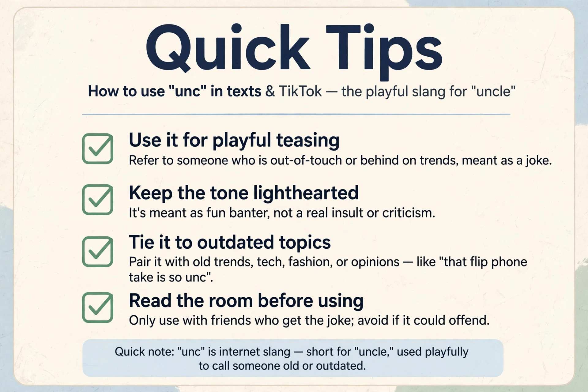 quick tips for using unc slang