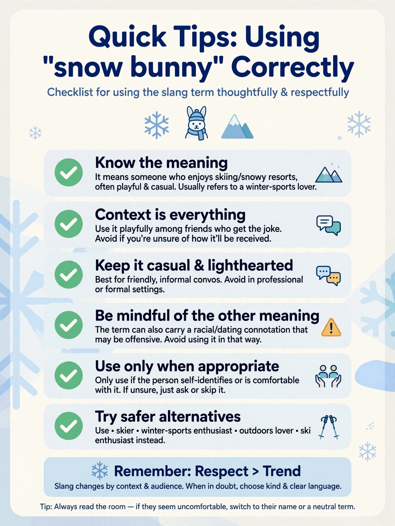 quick tips for using snow bunny slang correctly