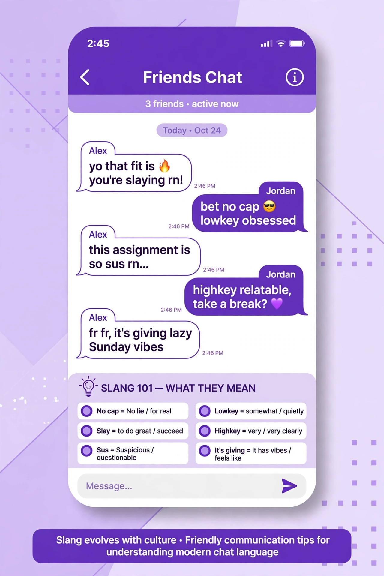 example chat conversation using 304 slang