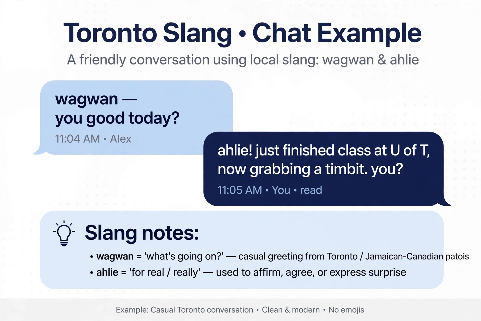example chat using toronto slang