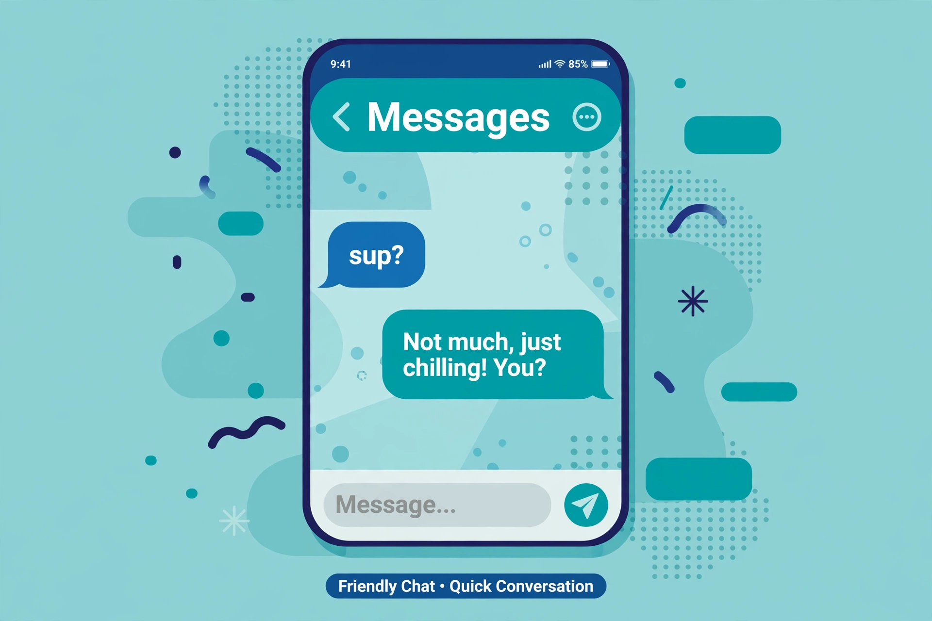 Example chat showing the best reply to sup and its meaning in action